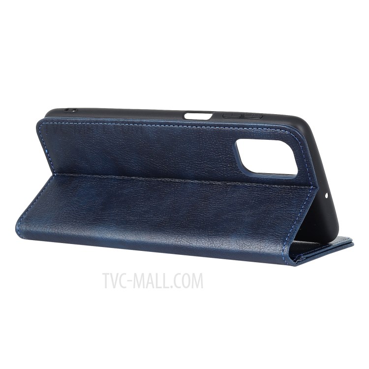 For Samsung Galaxy A02s (EU Version) Auto-absorbed Litchi Texture Split Leather Wallet Stand Cover - Blue-4