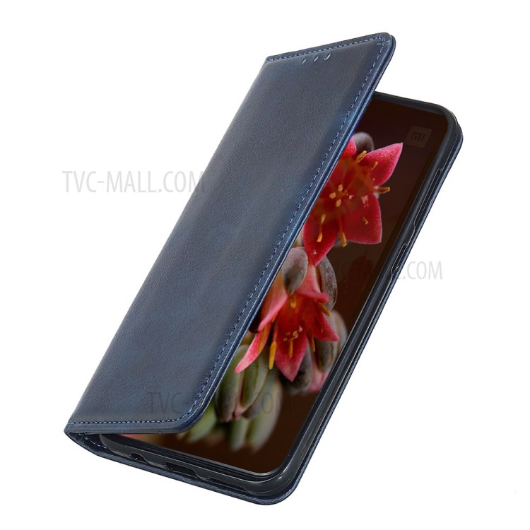 For Samsung Galaxy A02s (EU Version) Auto-absorbed Litchi Texture Split Leather Wallet Stand Cover - Blue-5