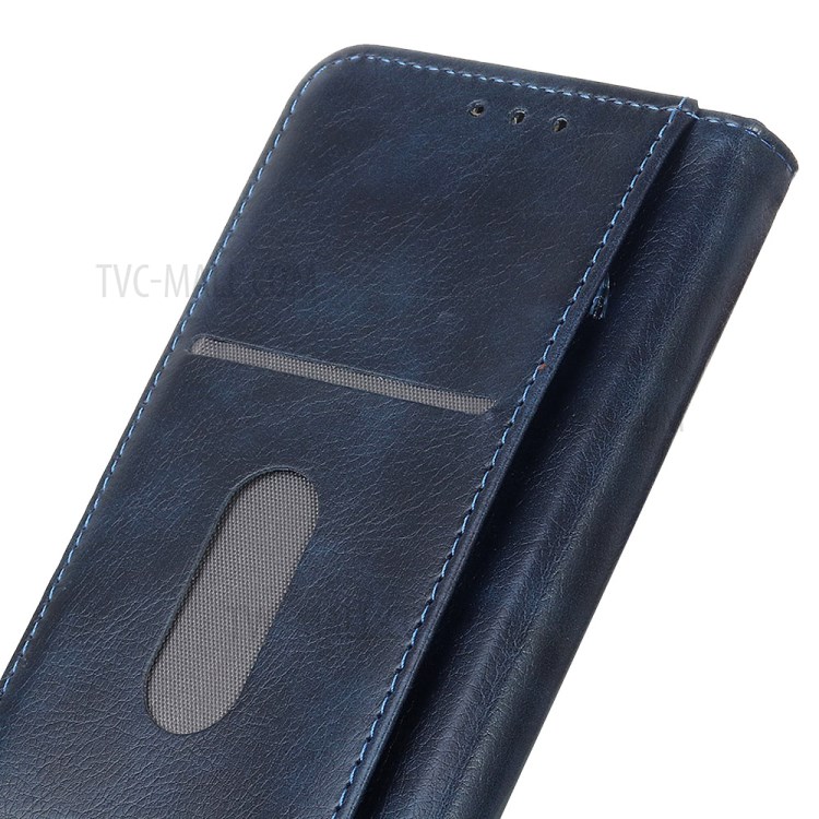 For Samsung Galaxy A02s (EU Version) Auto-absorbed Litchi Texture Split Leather Wallet Stand Cover - Blue-8