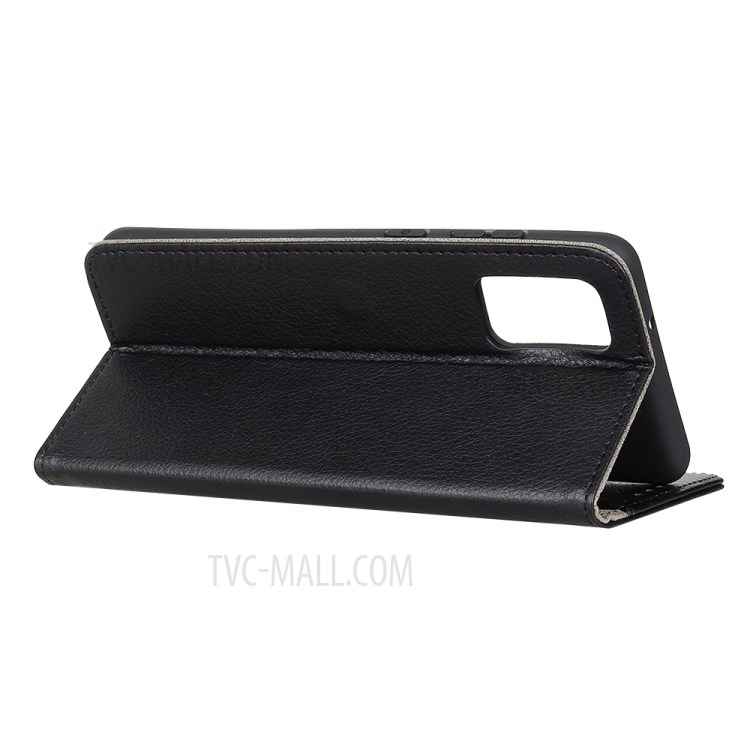 Litchi Grain Case for Samsung Galaxy A02s (EU Version) Wallet Auto-absorbed Split Leather Cover - Black-4