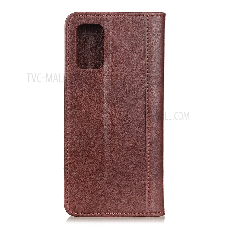 For Samsung Galaxy A02s (EU Version) Litchi Skin Auto-absorbed Split Leather Case - Brown-3