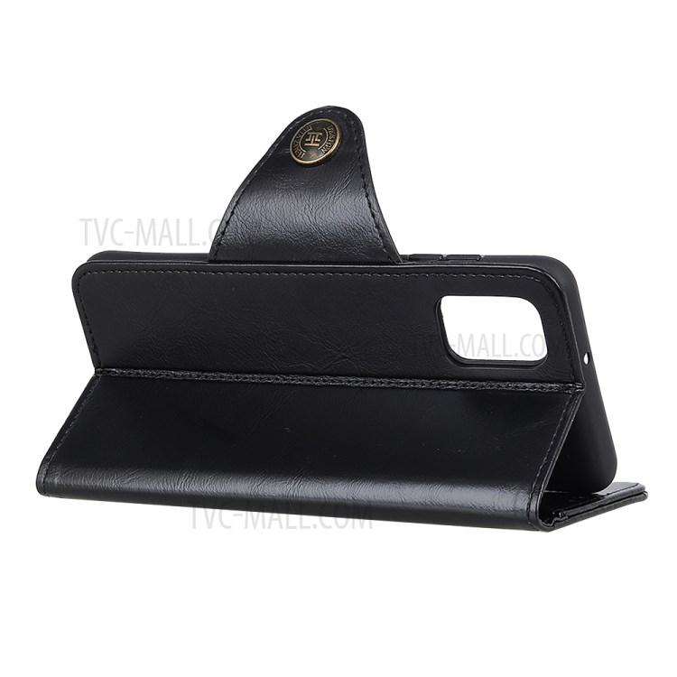 Magnetic Clasp Folio Flip Wallet Stand Design Leather Case Phone Cover for Samsung Galaxy A02s (EU Version) - Black-4