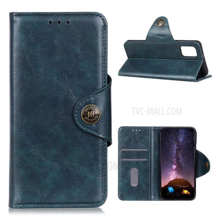 Magnetic Clasp Folio Flip Wallet Stand Design Leather Case Phone Cover for Samsung Galaxy A02s (EU Version) - Blue-1