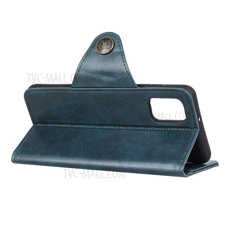 Magnetic Clasp Folio Flip Wallet Stand Design Leather Case Phone Cover for Samsung Galaxy A02s (EU Version) - Blue-4