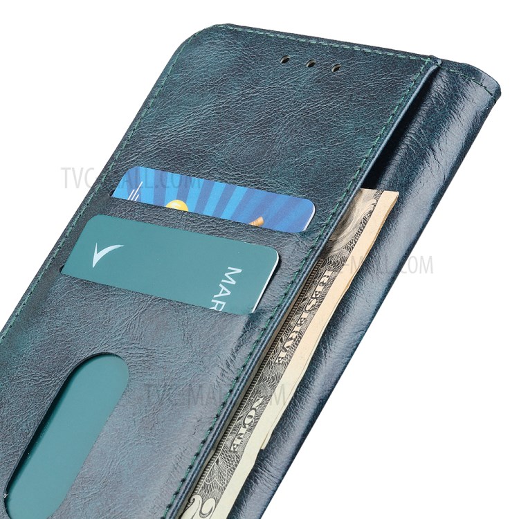 Magnetic Clasp Folio Flip Wallet Stand Design Leather Case Phone Cover for Samsung Galaxy A02s (EU Version) - Blue-7