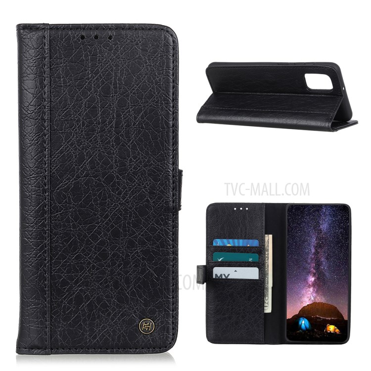 Split Leather Cover Wallet Design Phone Casing for Samsung Galaxy A02s (EU Version) - Black-1