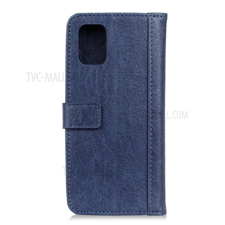 Split Leather Cover Wallet Design Phone Casing for Samsung Galaxy A02s (EU Version) - Blue-3