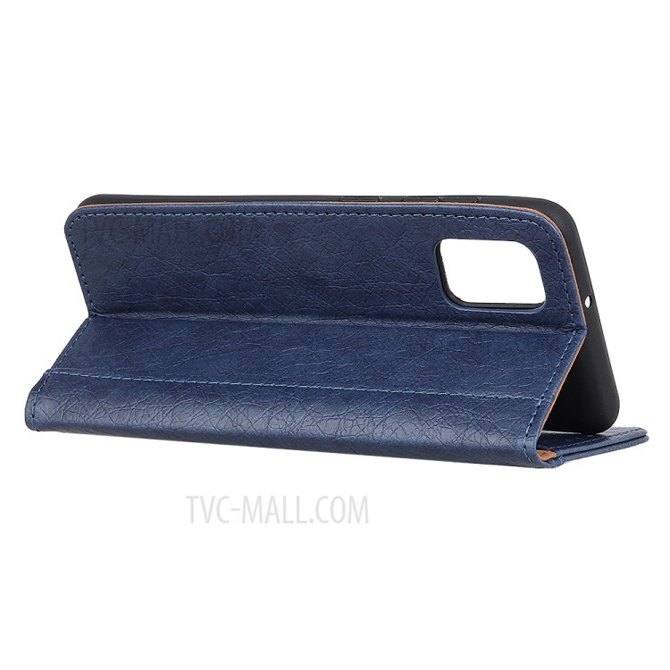 Split Leather Cover Wallet Design Phone Casing for Samsung Galaxy A02s (EU Version) - Blue-4