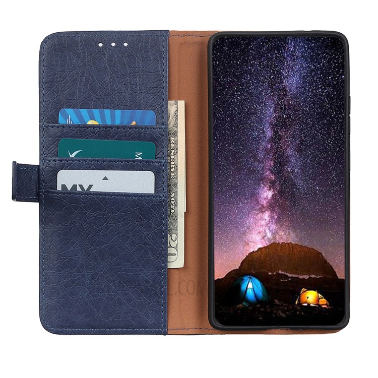 Split Leather Cover Wallet Design Phone Casing for Samsung Galaxy A02s (EU Version) - Blue-6