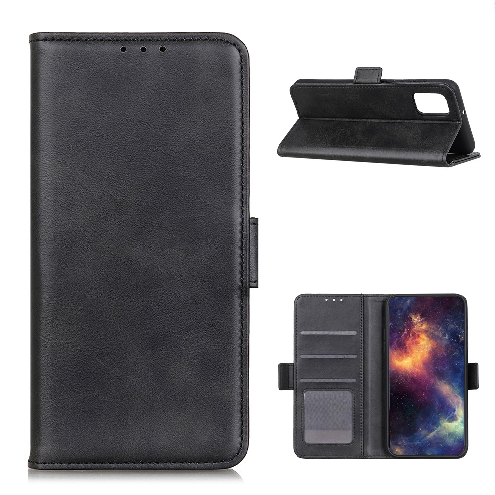 For Samsung Galaxy A02s (EU Version) Magnetic-Absorbed Leather Wallet Stand Design Case - Black-1
