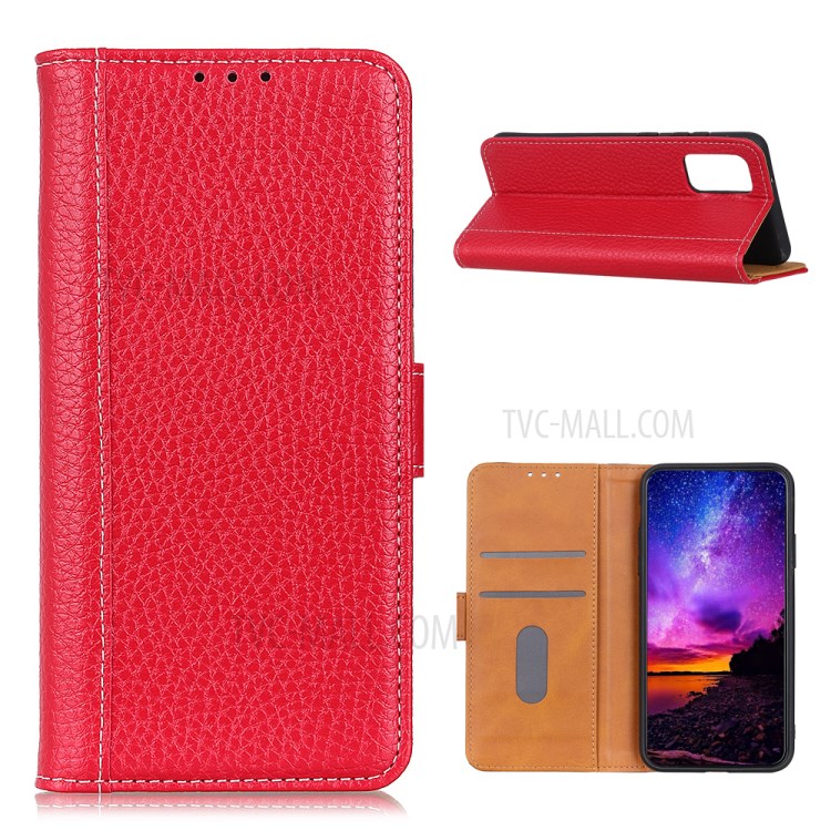 Litchi Texture Wallet Design Flip Leather Phone Case for Samsung Galaxy A02s (EU Version) - Red-1