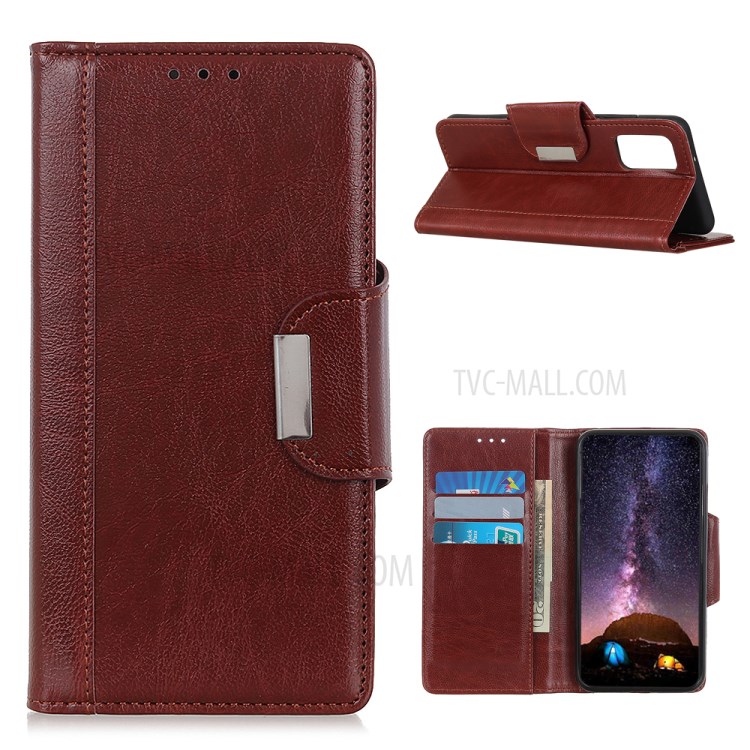 Wallet Stand Design PU Leather Phone Case Full Protection for Samsung Galaxy A02s (EU Version) - Brown-1