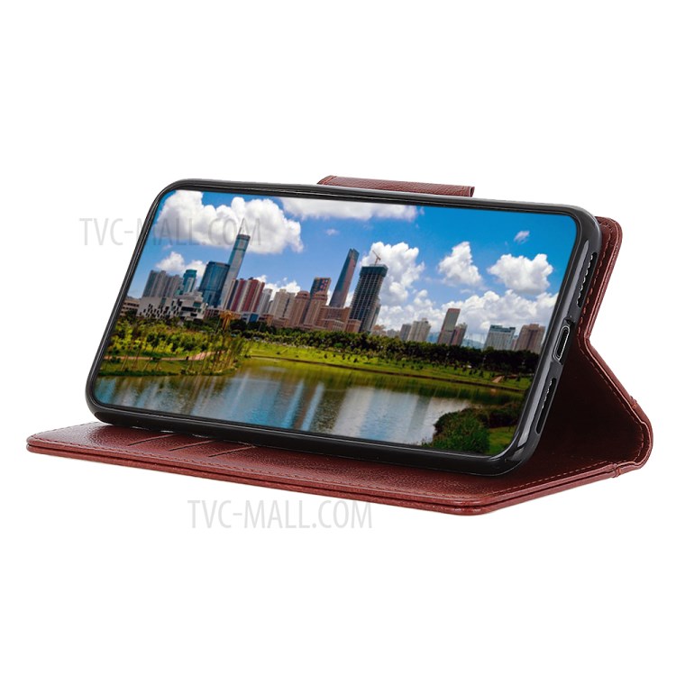 Wallet Stand Design PU Leather Phone Case Full Protection for Samsung Galaxy A02s (EU Version) - Brown-6
