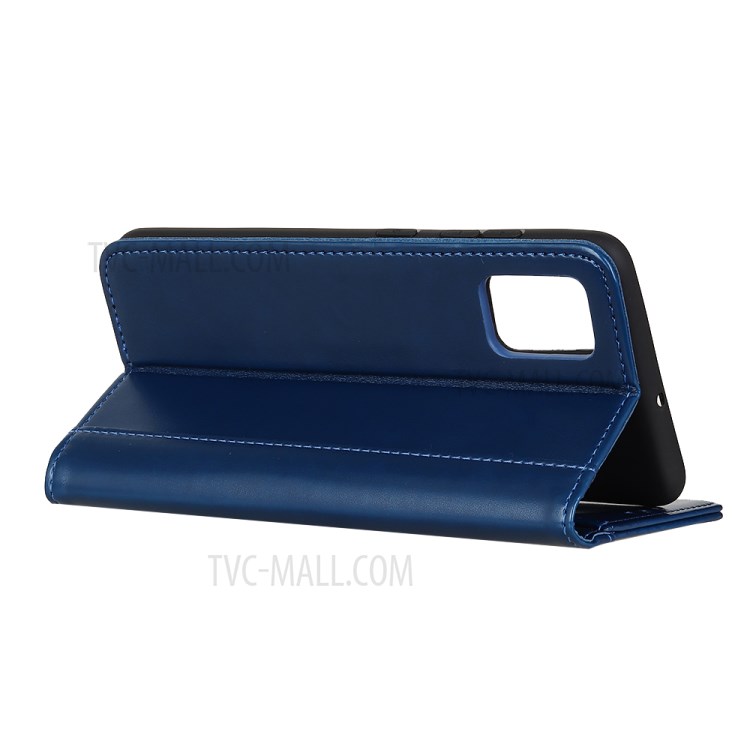 Auto Absorption Split Leather Wallet Design Phone Case for Samsung Galaxy A02s (EU Version) - Blue-4