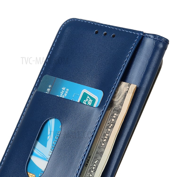 Auto Absorption Split Leather Wallet Design Phone Case for Samsung Galaxy A02s (EU Version) - Blue-5
