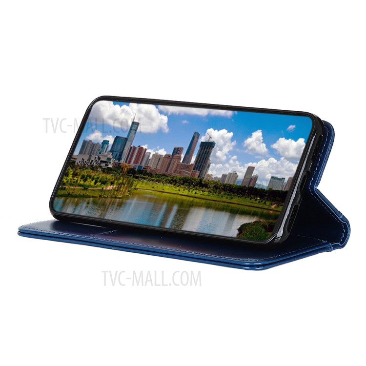 Auto Absorption Split Leather Wallet Design Phone Case for Samsung Galaxy A02s (EU Version) - Blue-6
