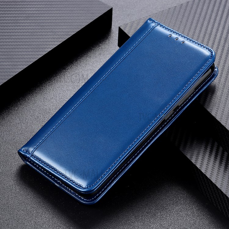 Auto Absorption Split Leather Wallet Design Phone Case for Samsung Galaxy A02s (EU Version) - Blue-9