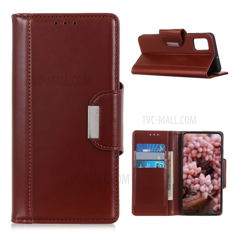 PU Leather Phone Protective Case Wallet Stand Design for Samsung Galaxy A02s (EU Version) - Brown-1