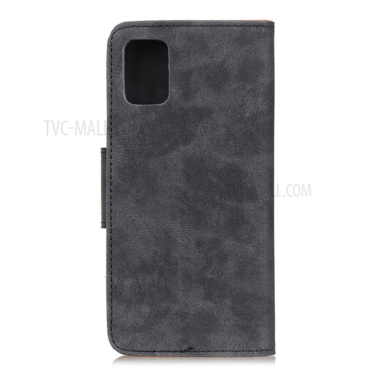 Retro Style Split Leather Phone Case Wallet Stand Design for Samsung Galaxy A02s (EU Version) - Grey-3