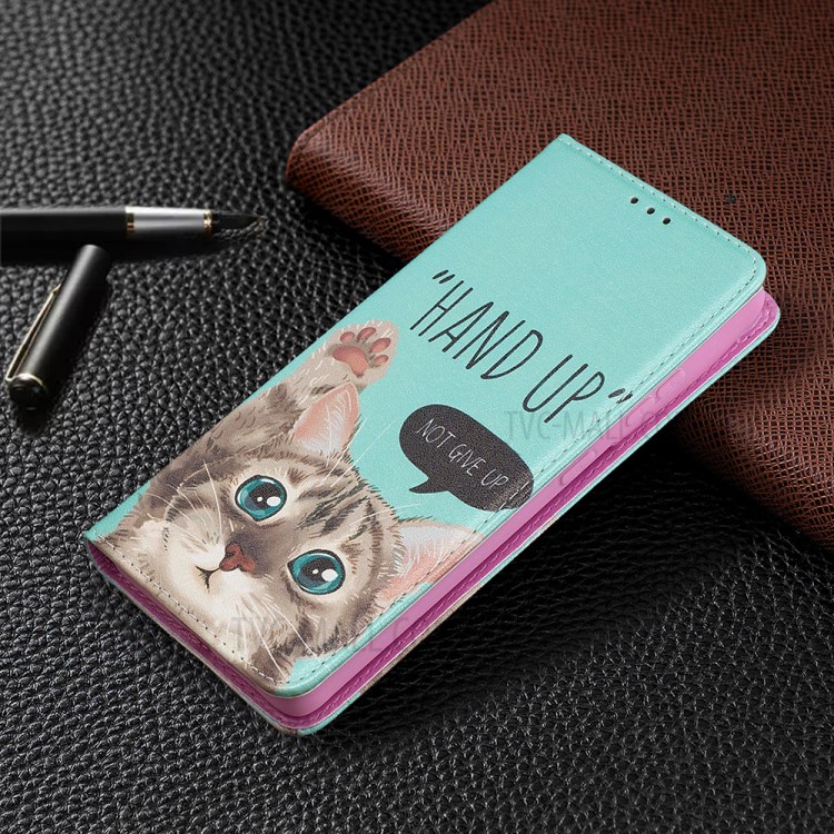 Automatic Suction PU Leather Wallet Stand Phone Case with Pattern Printing for Samsung Galaxy S21 Ultra 5G - Cat-5