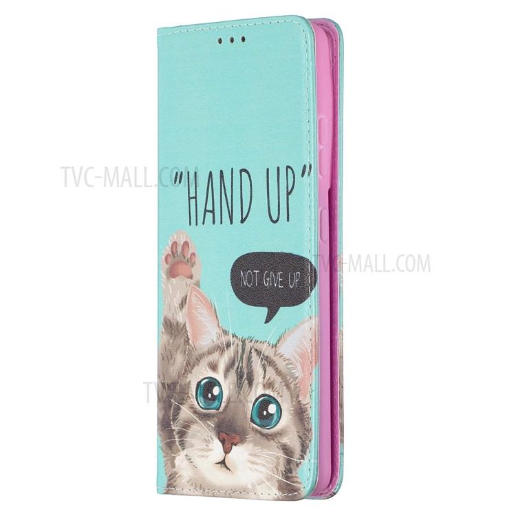 Automatic Suction PU Leather Wallet Stand Phone Case with Pattern Printing for Samsung Galaxy S21 Ultra 5G - Cat-7