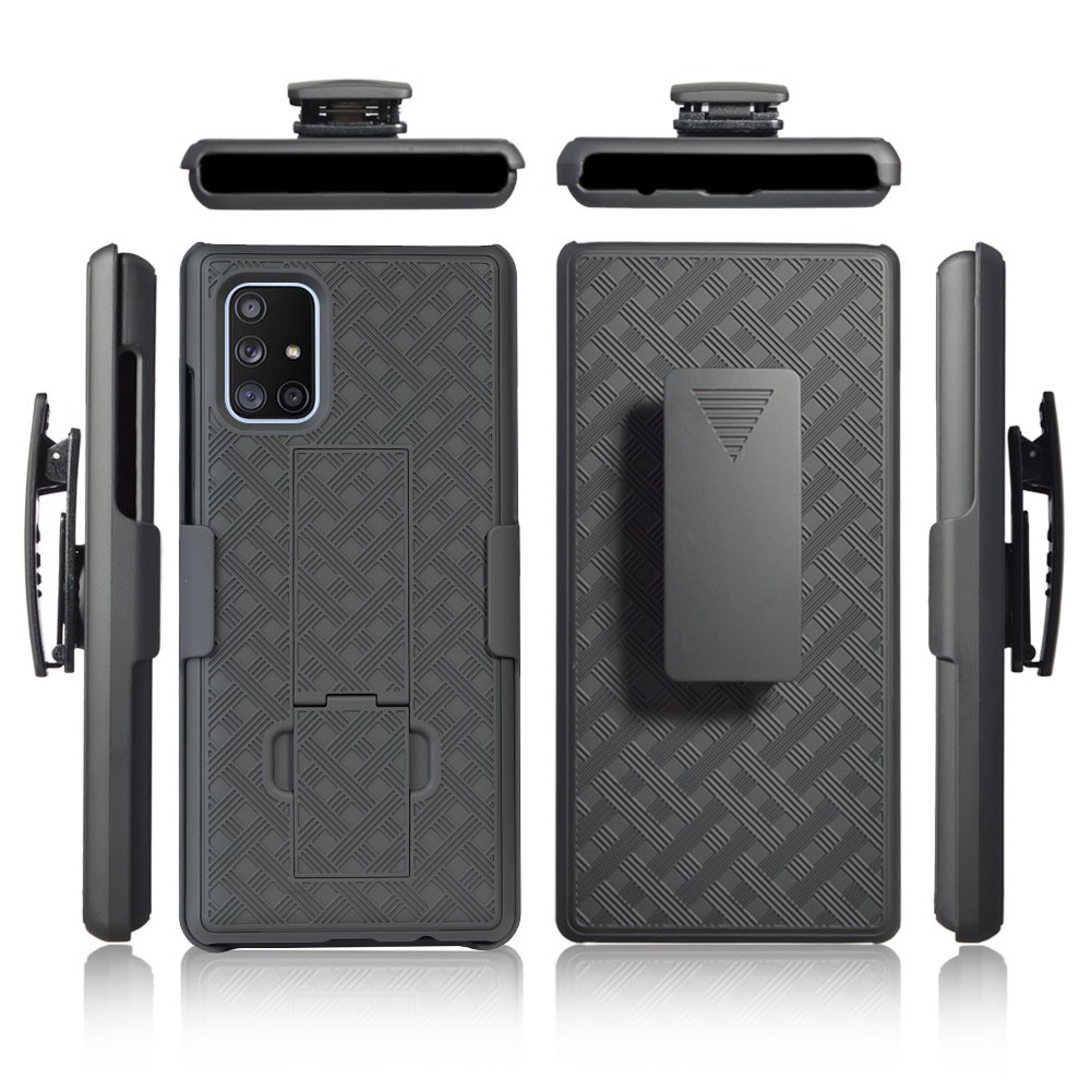 Woven Texture Swivel Belt Clip Holster PC Cover for Samsung Galaxy A71 5G SM-A716-2