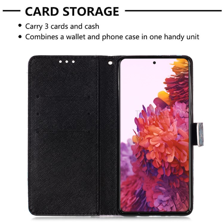 Pattern Printing Leather Wallet Stand Design Phone Case with Lanyard for Samsung Galaxy S21 Ultra 5G - Skull and Flowers-4