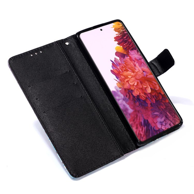 Pattern Printing Leather Wallet Stand Design Phone Case with Lanyard for Samsung Galaxy S21 Ultra 5G - Skull and Flowers-6