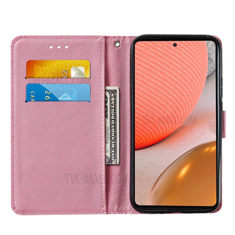 Wallet Stand Design Cross Texture Leather Phone Protective Case with Pattern Printing for Samsung Galaxy A72 5G - Red Butterfly-7