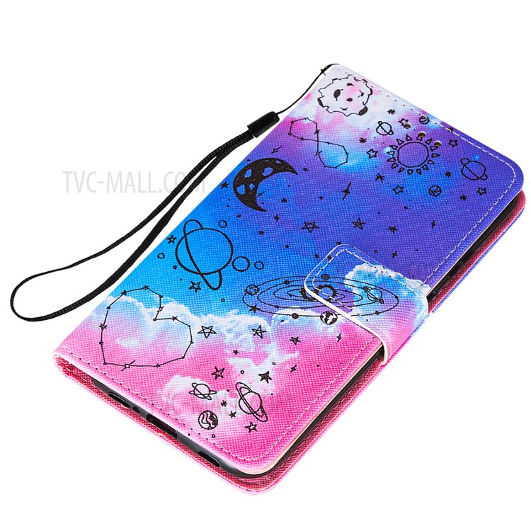 Wallet Stand Design Cross Texture Leather Phone Protective Case with Pattern Printing for Samsung Galaxy A72 5G - Stars-6