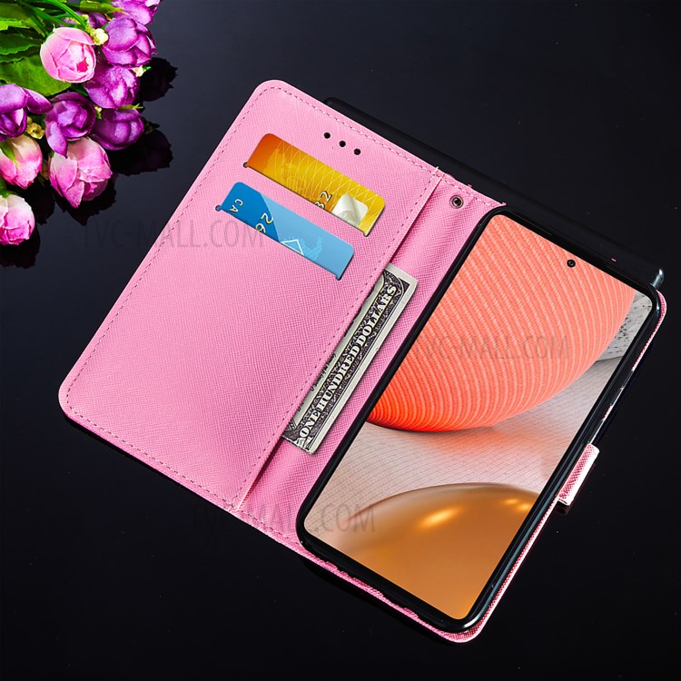 Wallet Stand Design Cross Texture Leather Phone Protective Case with Pattern Printing for Samsung Galaxy A72 5G - Stars-8