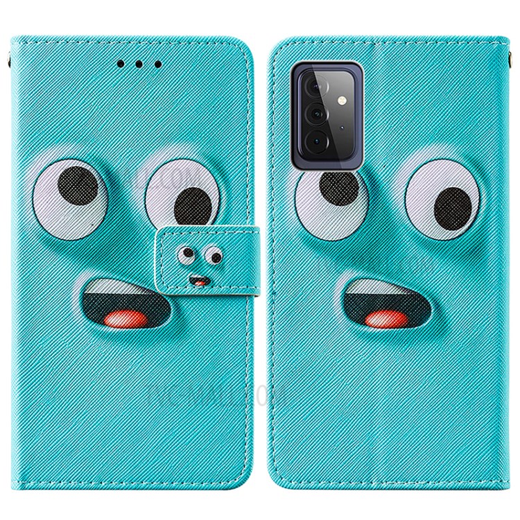 Wallet Stand Design Cross Texture Leather Phone Protective Case with Pattern Printing for Samsung Galaxy A72 5G - Funny Face-3
