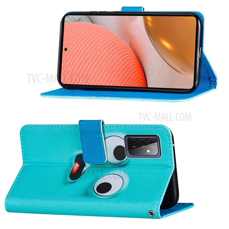 Wallet Stand Design Cross Texture Leather Phone Protective Case with Pattern Printing for Samsung Galaxy A72 5G - Funny Face-4