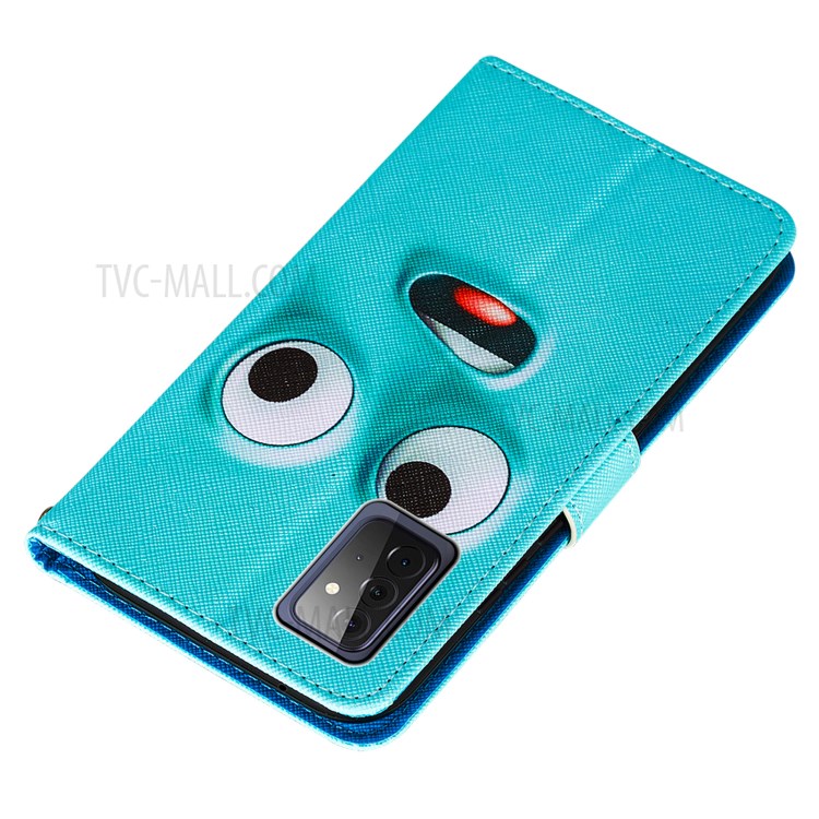 Wallet Stand Design Cross Texture Leather Phone Protective Case with Pattern Printing for Samsung Galaxy A72 5G - Funny Face-5