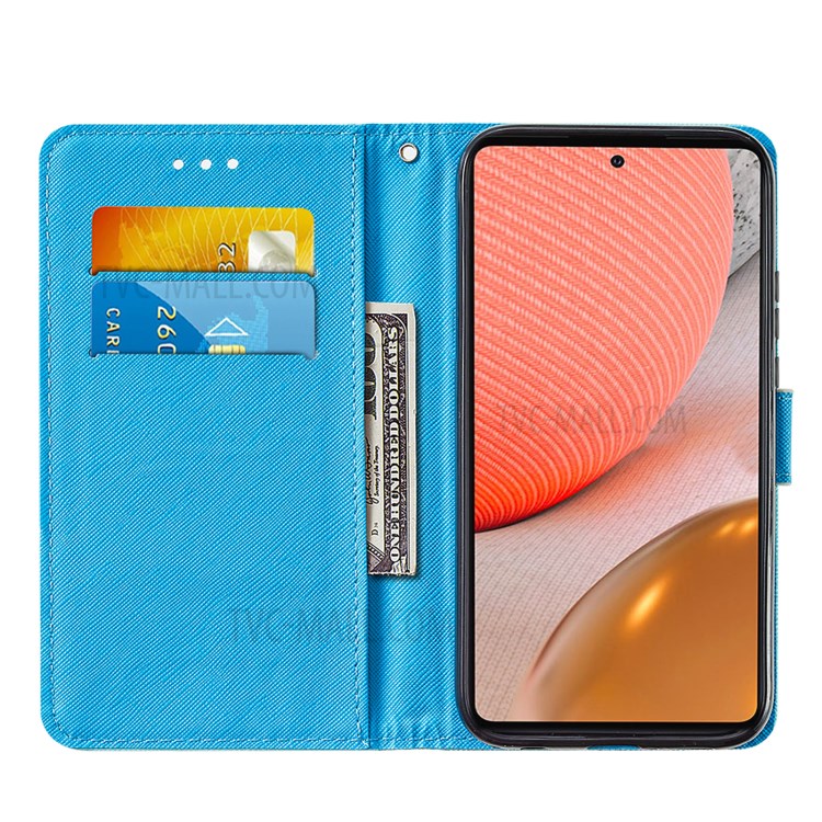 Wallet Stand Design Cross Texture Leather Phone Protective Case with Pattern Printing for Samsung Galaxy A72 5G - Funny Face-7