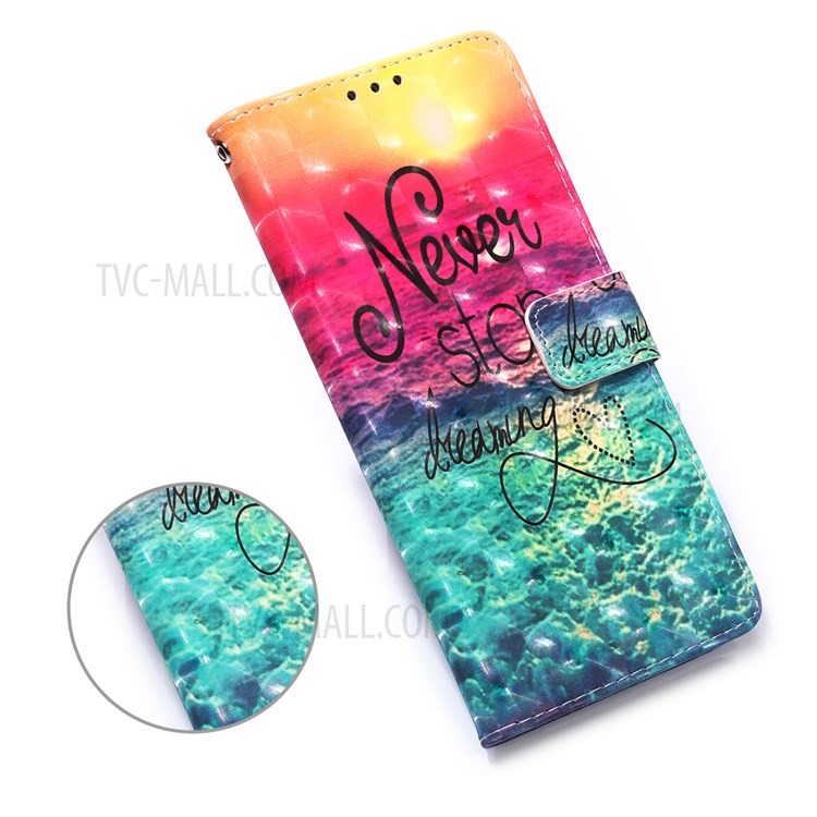 Light Spot Design Pattern Printing Leather Wallet Stand Phone Case with Lanyard for Samsung Galaxy S21 5G - Sea of Clouds/Colorful-5