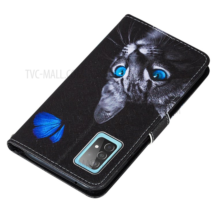 Pattern Printing Design Cross Texture Leather Phone Protective Case with Wallet Stand for Samsung Galaxy A52 5G - Cat-5