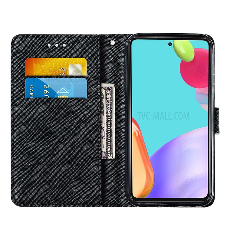 Pattern Printing Design Cross Texture Leather Phone Protective Case with Wallet Stand for Samsung Galaxy A52 5G - Cat-7