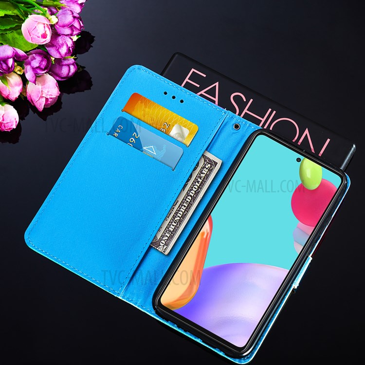 Pattern Printing Design Cross Texture Leather Phone Protective Case with Wallet Stand for Samsung Galaxy A52 5G - Panda-8