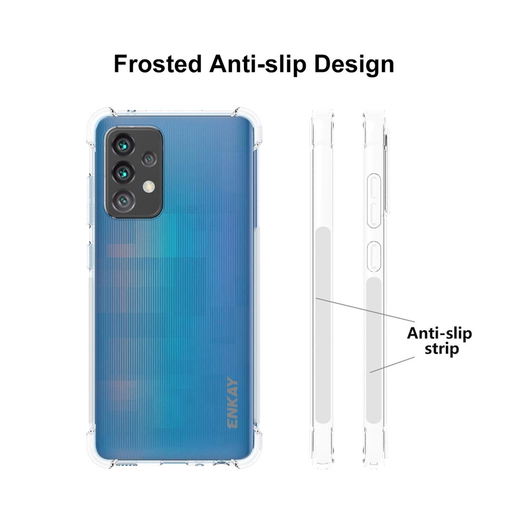 ENKAY Shockproof Clear TPU Case for Samsung Galaxy A52 5G Anti-slip Protective Cover-4