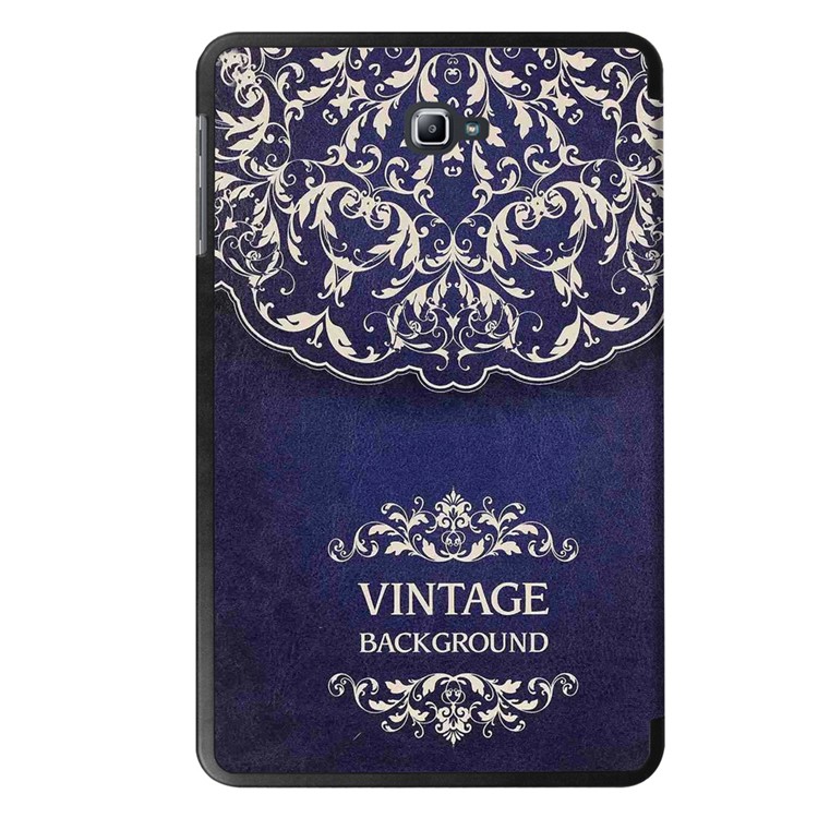 Patterned Smart Leather Flip Cover for Samsung Galaxy Tab A 10.1 (2016) T580 T585 - Vintage Flower-3
