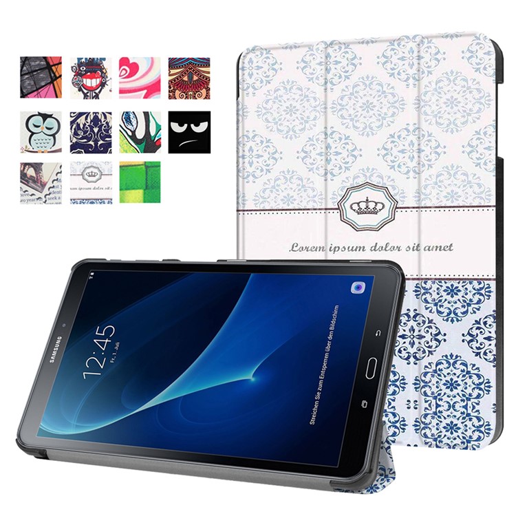 Patterned Leather Smart Cover for Samsung Galaxy Tab A 10.1 (2016) T580 T585 - Damask Pattern-1