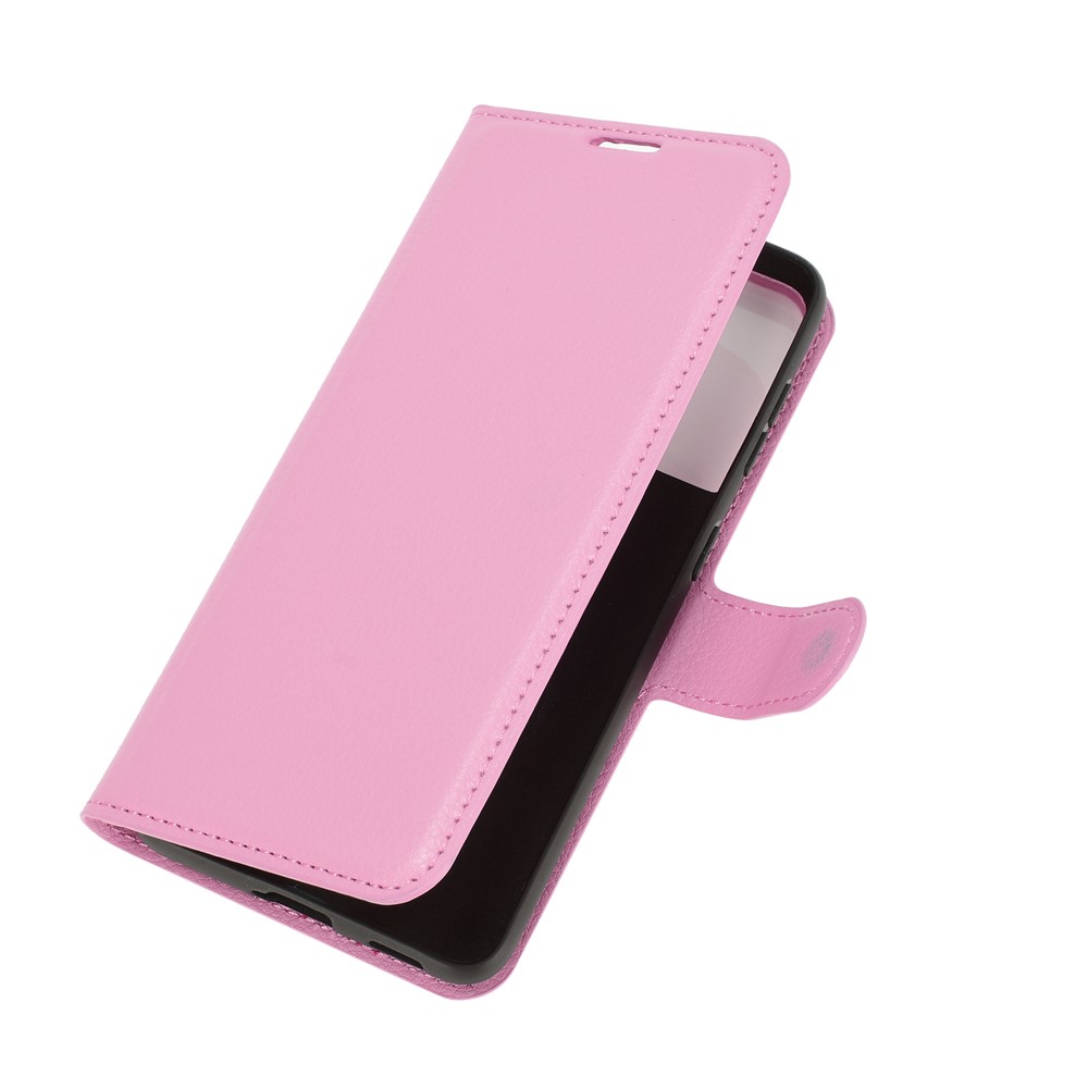 Litchi Texture Leather Phone Protective Cover with Wallet Stand Design for Samsung Galaxy S21+ - Pink-6