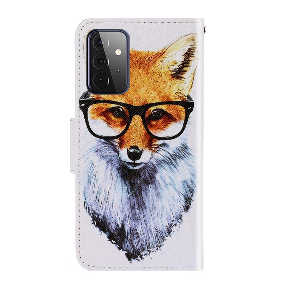 TPU + PU Leather Wallet Stand Phone Case with Lanyard for Samsung Galaxy A72 5G / A72 4G - Fox-3