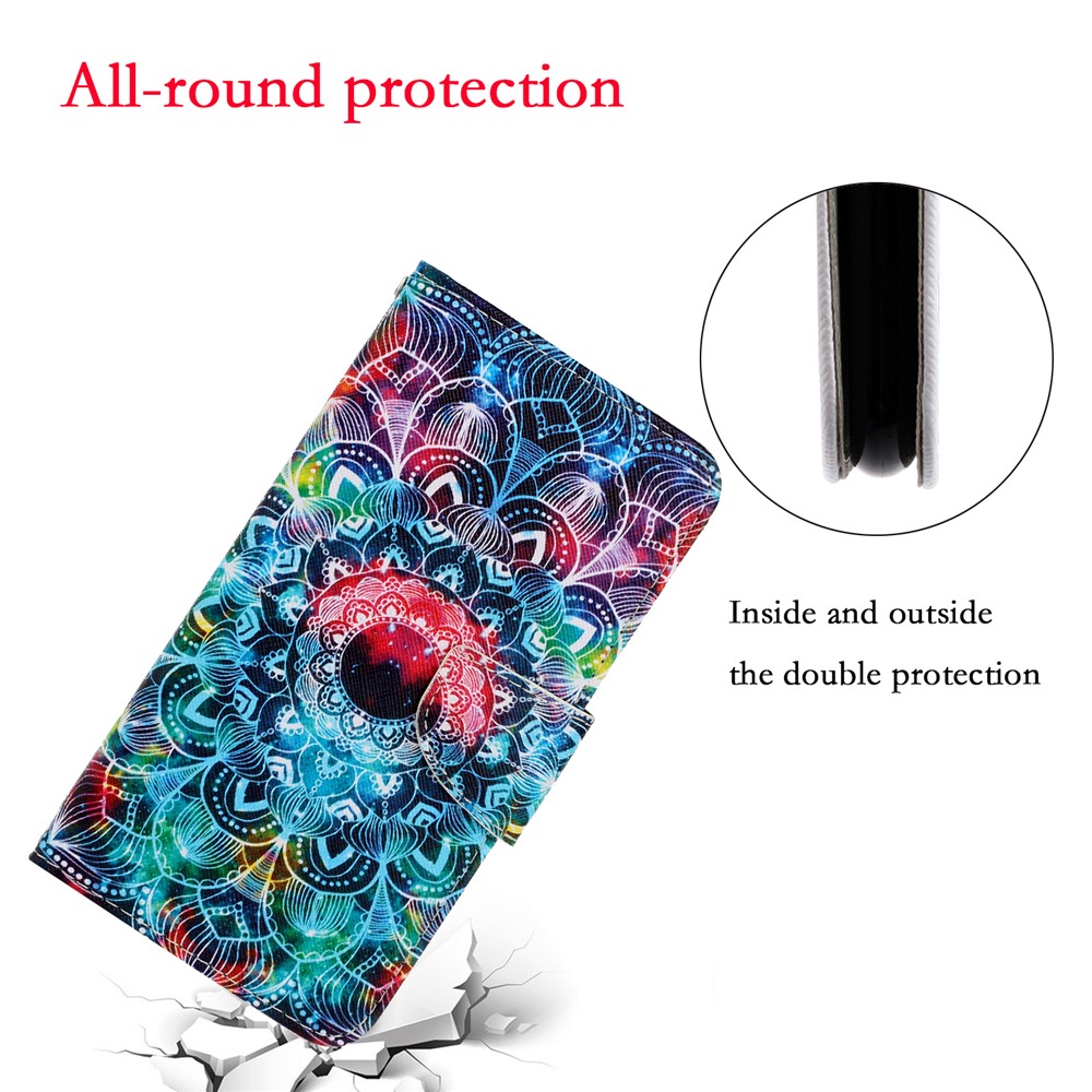 TPU + PU Leather Wallet Stand Phone Case with Lanyard for Samsung Galaxy A72 5G - Mandala Flower-4