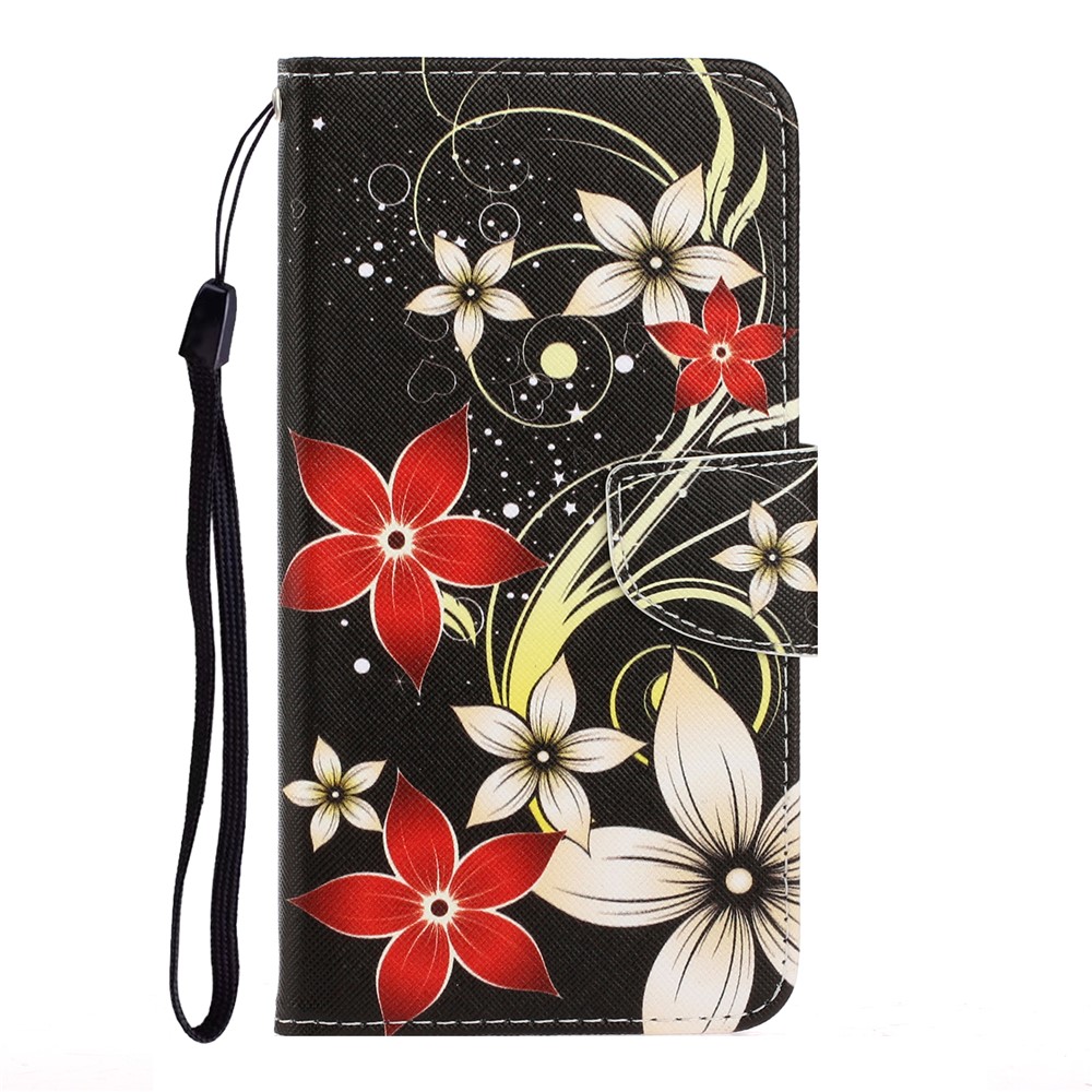 TPU + PU Leather Wallet Stand Phone Case with Lanyard for Samsung Galaxy A72 5G - Flower-2