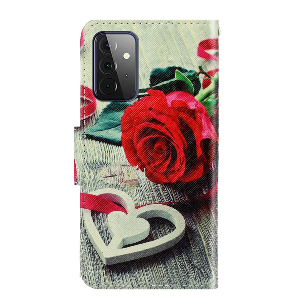 TPU + PU Leather Wallet Stand Phone Case with Lanyard for Samsung Galaxy A72 5G / A72 4G - Rose-3