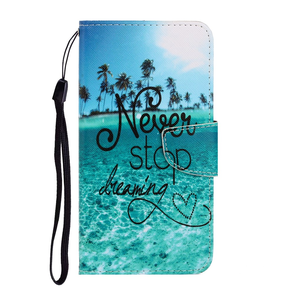 TPU + PU Leather Wallet Stand Phone Case with Lanyard for Samsung Galaxy A72 5G / A72 4G - Never Stop Dreaming-2