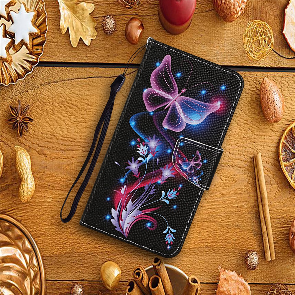 TPU + PU Leather Wallet Stand Phone Case with Lanyard for Samsung Galaxy A72 5G - Beautiful Butterfly-8