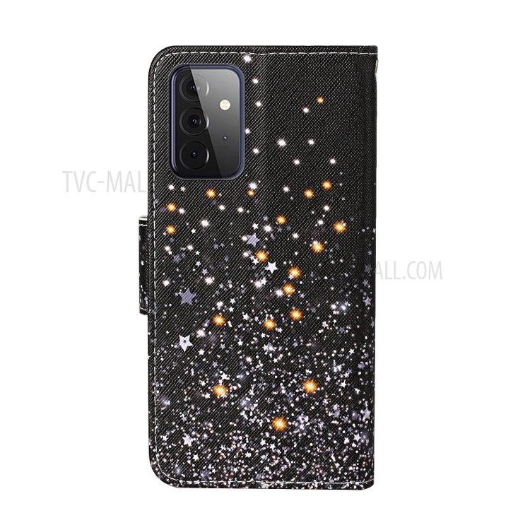 TPU + PU Leather Wallet Stand Phone Case with Lanyard for Samsung Galaxy A72 5G - Star-3